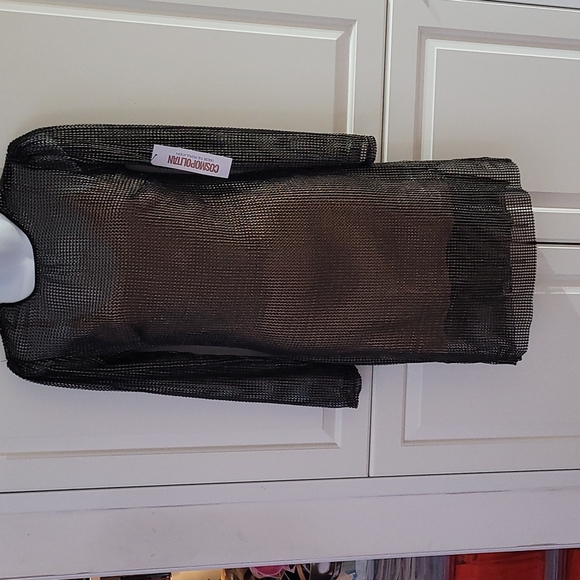 NWT Cosmopolitan Black Gold Metallic Mesh Mini Dress The Population Viola  S - Picture 2 of 13